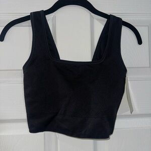 all in motion Black Square-Neck Cropped Tank NWT